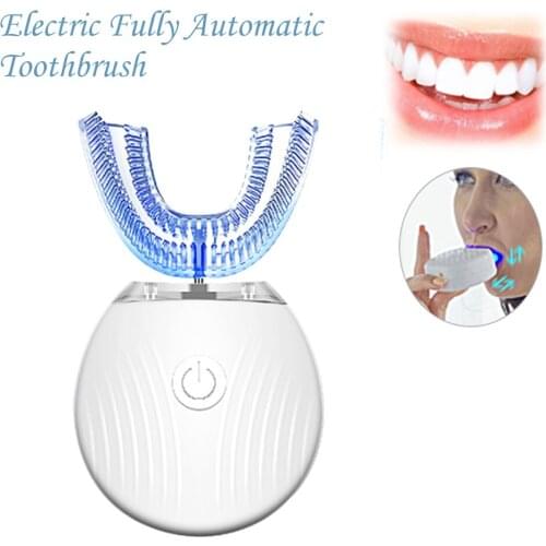 U Shaped Automatic Electric Toothbrush Teeth Cleaner Adult Silicone Toothbrush With Blue Light Teeth Cleaner Oral Care