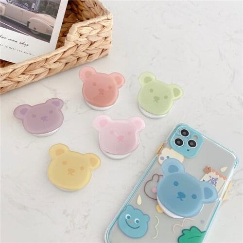 Cute Colorful Cartoon Bear Universal Foldable Mobile Phone Grip Bracket Expanding Stand Finger Ring Holder for iPhone 11 Xiaomi
