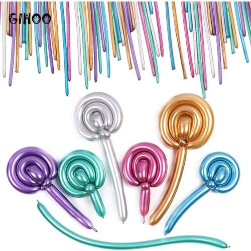 100 / 200pcs metallic strip magic balloon long Twist balloon Chrome for baby shower kids toy birthday party decoration