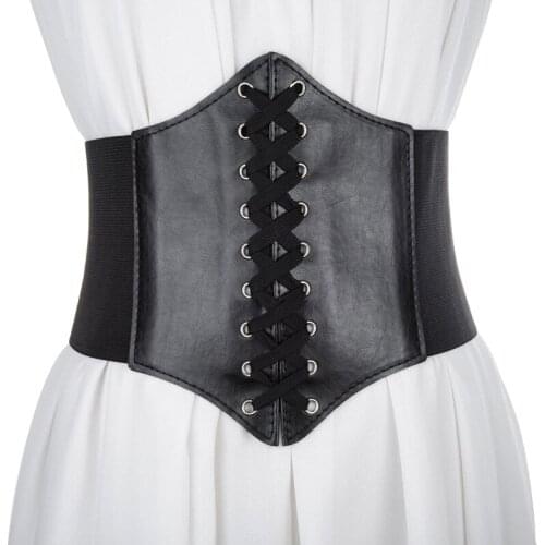 Women Ladies Soft PU Leather Wrap Around Tie Simple Fashion Corset Cinchs Large Waist Wide Dress Belt TT@88