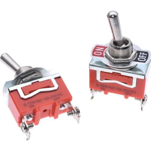 10pcs 2 Pin DPDT On/Off 2 Position Mini Toggle Switch E-TEN1021 Orange AC 250V 15A
