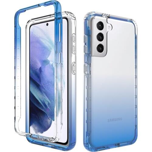 10pcs/lot 360 full Cover Rugged Phone Case For Samsung S21 S21Ultra S21PLUS A72 A52 A32 5G A02S A12 Transparent Gradient PC TPU