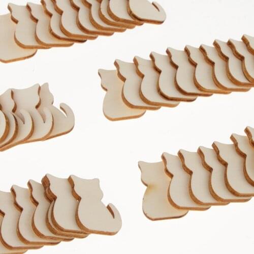 Pieces of 50 Unfinished Blank Cat Cutout Wooden Pieces Home Decor DIY Art Craft Project