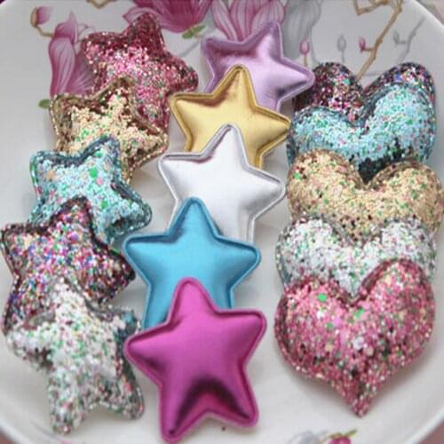 Christmas style Toddler Girl Headband Hair Jewelry Decoration Glitter Bling Power Heart Stars Fabric Button Patch Sticker 50pcs