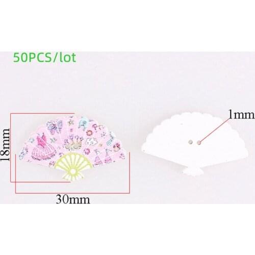 50PCS/lot Wooden Fan Button Decorative For Scrapbooking Crafts DIY Children Clothing Sewing Button Accessories F