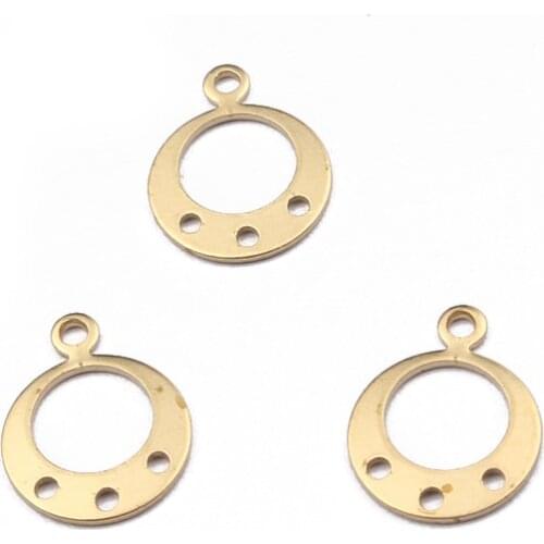 60pcs Raw Brass 10x12.5mm Mini Charms Round Charms Connector With 3 holes DIY Jewelry Findings Accessories