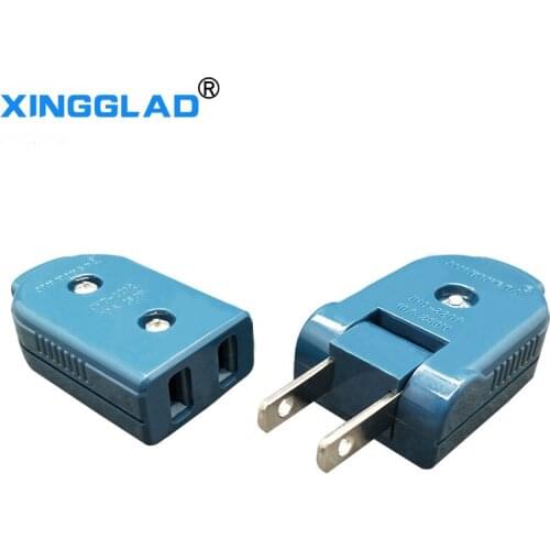 US American 2 Pin 10A AC Electrical Power Male Plug Female Socket Outlet Adaptor Adapter Rewireable Extension Cord Connector