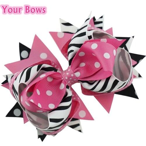 5 Inches Zebra Stripes Hair Bows Girls Hair Clip Cute Hairpins Flower Headband For Girl Hair Accessories Bowknot