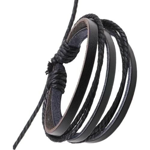 Pure Hand-Painted Leather Bracelet Woven Leathers Rope Bracelets Women And Men Jewelry