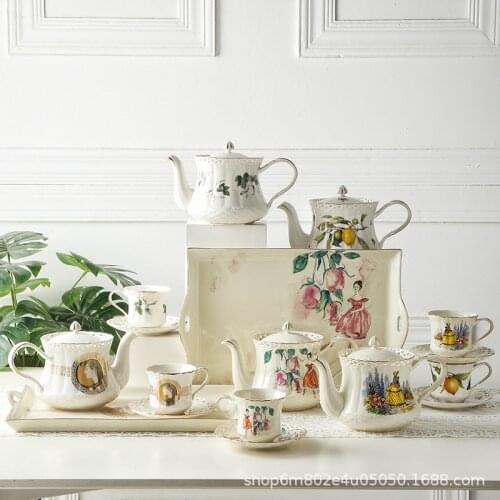 British relief hollow out small fresh series hand-painted Phnom Penh ceramic coffee cup plate afternoon teapot double ear tray
