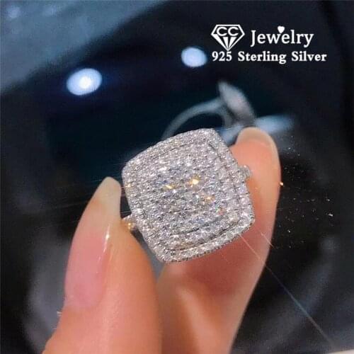 CC S925 Rings For Women Silver Engagement Wedding Ring Fine Jewelry Square Luxury Engagement Party Bijoux Drop Shipping CC3222