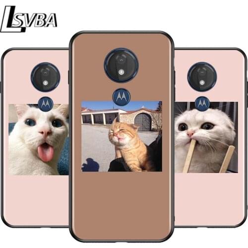 Cute Lovely Cat for Motorola G9 G8 G E7 E6 One Play Marco Hyper Fusion Stylus Power Edge Plus Black Phone Case