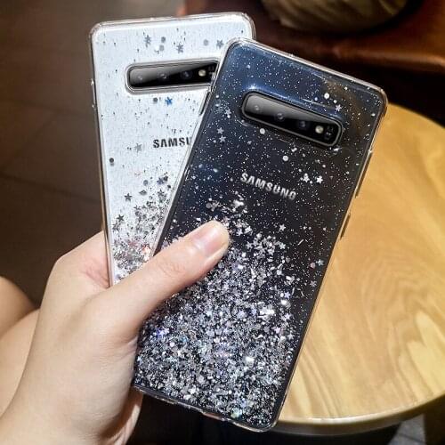 Soft Clear Glitter Star Case TPU Cover for Samsung Galaxy A6 A7 A9 A8 Plus 2018 J4 J6 Plus 2018 Drop-proof Silicone Cases