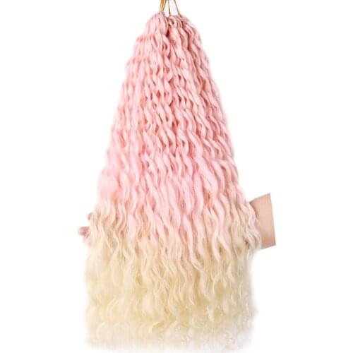 24 Inch Long Loose Water Wave Hair Crochet Braiding Hair Extension Pink Blonde Afro Curly Hair Braids French Curl Crochet Braids