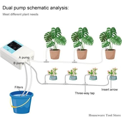 Double Water Pump Solar Energy Drip Irrigation System Smart Automatic Plant Watering Device Irrigation Timer Self Watering Kit