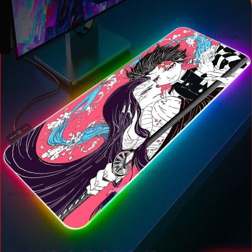 Anime Mousepad RGB Gaming Accessories Non-slip Pad Gamer Notebook with LED Backlight Bedroom Office Computer Keyboard Carpet Mat