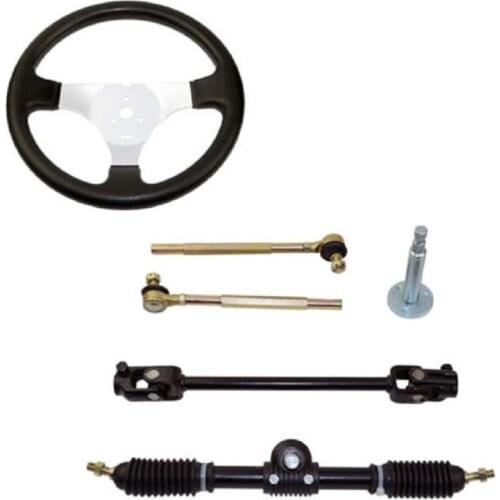 Set of Go Kart Steering Wheel Assembly 110CC Tie Rod RACK Adjustable Shaft Great