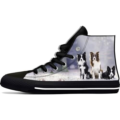 Border Collie Animal Pets Dog Cut kawaii Fashion Lightweight High Top Canvas Shoes Men Women Casual Breathable Sneakers