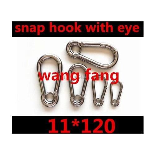 M11 11mm 11*120mm, snap hook with eye stainless steel 304 spring hook,carbine hook,carabiner,spring clip boat hardware rigging