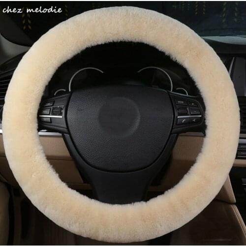 2cm thickness light colors Universal Natural GREEN DYE Australian pure sheepskin wool fur cover for car steering wheel 35-43cm