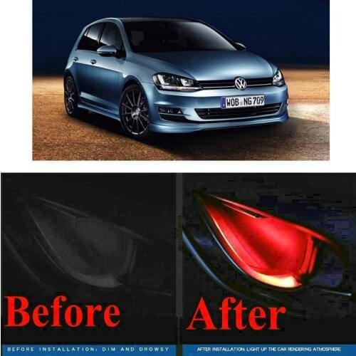 4pc CF style stickers on cars interior inside door handle atmosphere lamp for vw golf 5 AMAROK BEETLE BORA CADDY CC CRAFTER