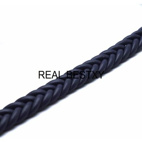 REAL BESTXY 1m/lot 12*6mm navy flat Leather Braided Cords for Jewelry Designers, Art and Crafts leather cords for bracelets diy