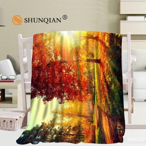 Custom big size forests autumn Blankets for beds Falafel warm winter sleeping sofa blanket 56x80inch 50X60inch 40X50inch