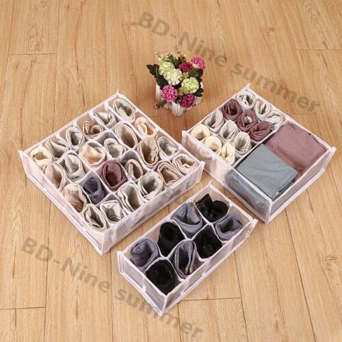 Dormitory Closet Organizer For Socks Home Separated Underwear Storage Box 7-24 Grids Bra Organizer Foldable Drawer Organizer