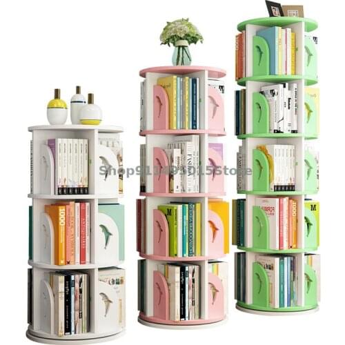 360-degree Rotating Bookshelf Floor-to-ceiling Simple Childrens Picture Book Rack Corner Shelf Student Bedroom Small Bookcase