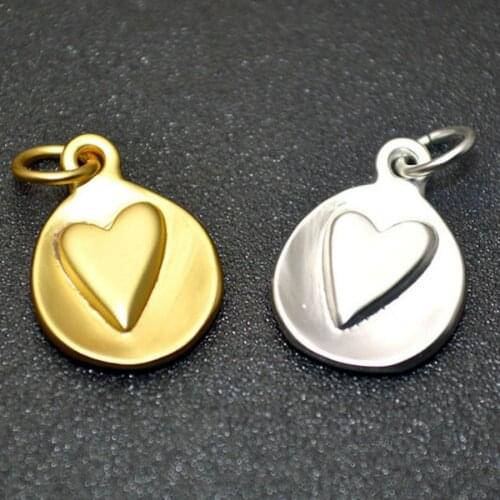 Gold Silver Plating Matt Love Heart Charms 10mm Round Coin Shape Small Pendants Fashion DIY Jewery Making Findings 20pcs/lot