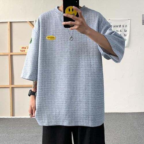 Tide brand five-point sleeve t-shirt mens summer trend short-sleeved ins Hong Kong style loose couples oversize sleeve t-shirt