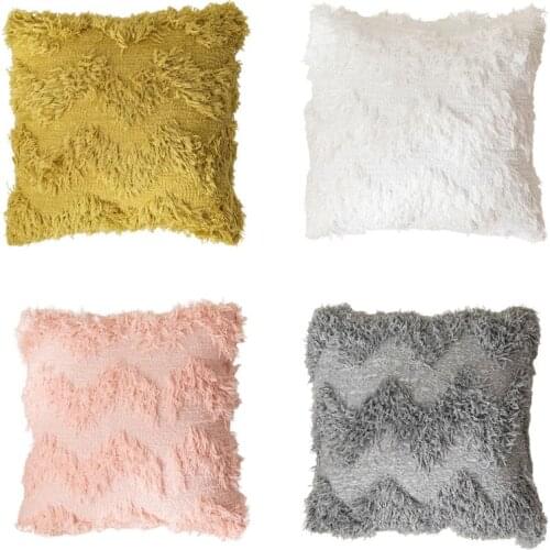 Fluffy Plush Fuzzy Throw Pillow Case Tufted Feather Tassels Sofa Cushion Cover Pillow Case