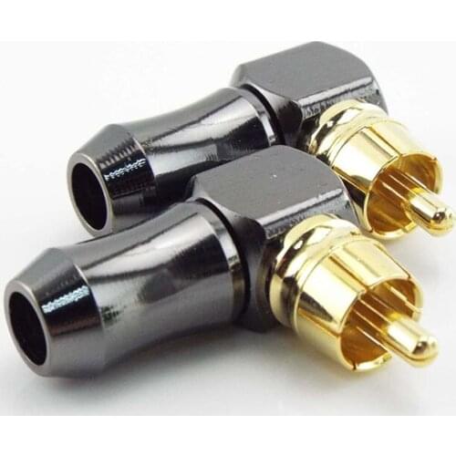 RCA Plug Connector 90 Degree Wire Connectors Gold Plated Terminal for 6.2mm Speaker Cable Right Angle Audio Adapter L Type