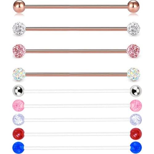 Steampunk Surgical Steel Industrial Barbell for Women Men Cartilage Earring Helix Body Piercing Jewelry 1 1/2 Inch 38mm Earrings