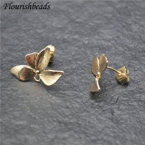 Popular Anti-rust Ins Girl Style Gold Color Metal Flower Shape Ear Stud Brass Fashion Jewelry Findings Earrings DIY Stuff 30pcs