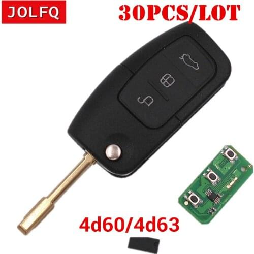 30pcs/Lot DHL Free 3 Buttons Folding Remote Key Fob FO21 Blade 433MHZ 4D60 80bit / 4d63 40bit Chip For Ford Focus Mondeo Fiesta