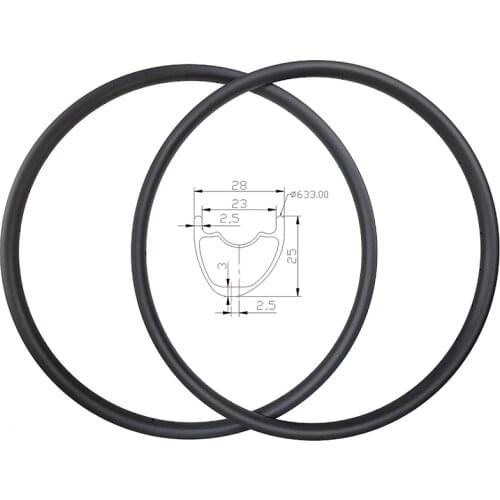 Ultralite 295g Speedsafe 29er XC hookless Asymmetric MTB Carbon Rims 28mm x 25mm UD Matte 23mm inner Clincher Tubeless Wheelset