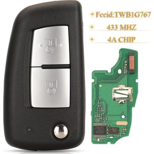 Kutery 2 Buttons Smart Remote Control Car Key Fob 433MHZ 4A Chip TWB1G767 For Nissan Qashqai Micra Pulsar X-Trail