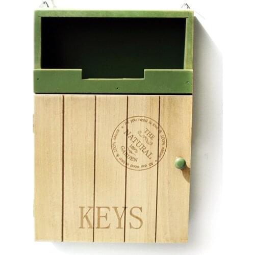 DIY Handmade Boxes Cargo Organizer Storage Box Simple Small Key Hanging Storage Case Retor Green Wood Shelf Wood Rack