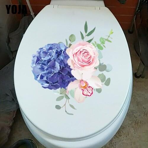 YOJA 21.3CM×24.8CM Hydrangea Rose Creative Home Room Decoration Accessories Beautiful Toilet Wall Stickers T1-2545