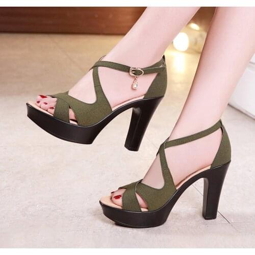 Sexy High Heels Sandals Ladies Shoes Summer 2020 Block Heel Platform Gladiator Sandals Women Party Sandals Plus Size 32-43