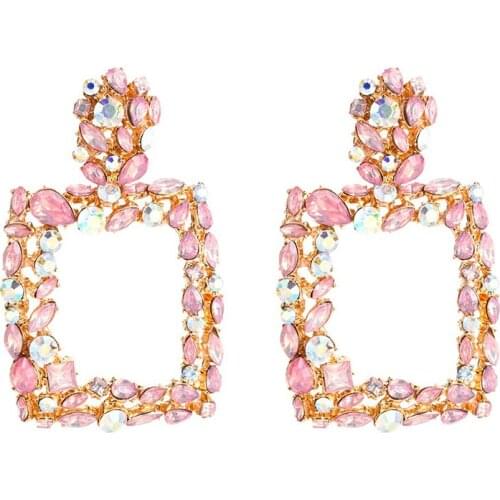 SexeMara New Hyperbole Bohemia Drop Earring Geometric Square Retro Setting Gem Hollow Earring For Women Fine Jewelry 2019