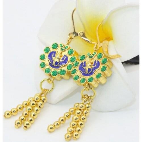 High quality gold-color cloisonne long tassel dangle earrings for women new fashion gifts drop earrings for women jewelry B2607