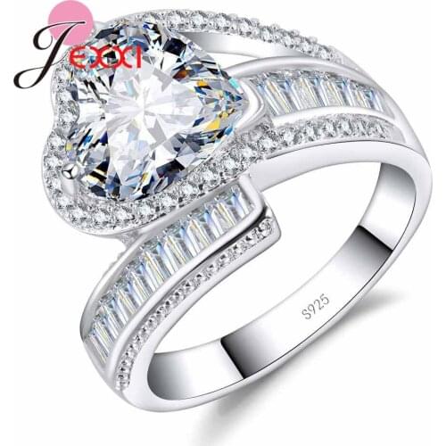 New Design Love Heart Crystal Ring for Women Ladies Romantic Wedding Propose Jewelry Fashion Cubic Zircon Female Anel