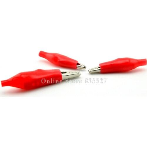 100PCS/LOT Red Small alligator, sheath, power, test, alligator clip