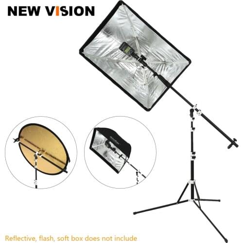 2in1 Reflector Holder Bracket,Boom Arm with 210cm Portable Foldable Tripod Light Stand for Studio Flash Speedlide Reflector