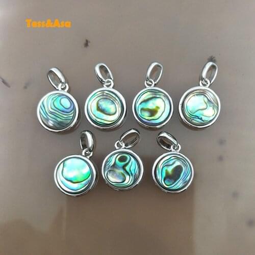 3pcs Natural Round Abalone Shell Pendant for Neckclace Silver Plated Handmade Fashion Original Design for Women Jewelry
