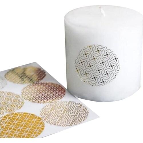 90pcs/lot Gold Round Bronzing Transparent Sealing Stickers Diameter 4cm Transparent Pattern Series candle gift stickers