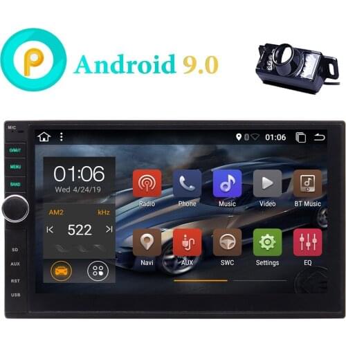 Double din Android 9.0 Car Stereo Bluetooth GPS Navigation Car Radio with Touchscreen SWC Wifi FM/AM/RDS USB+ Reverse Camera