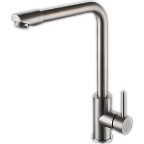 Free shipping Seven word 304 stainless steel kitchen sink faucet of brushed kitchen faucet and lead free kitchen sink faucets